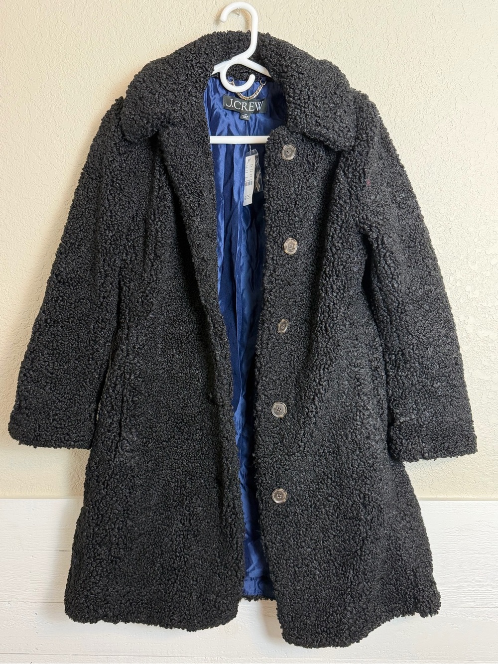 J. Crew Womens Teddy Sherpa Faux Fur Black Coat Size SP NWT